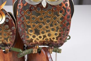 Appendino da parete artigianale gufetti in metallo