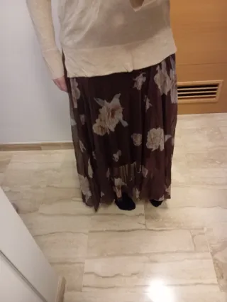 Falda larga estampada flores talla única