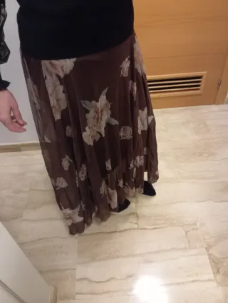 Falda larga estampada flores talla única