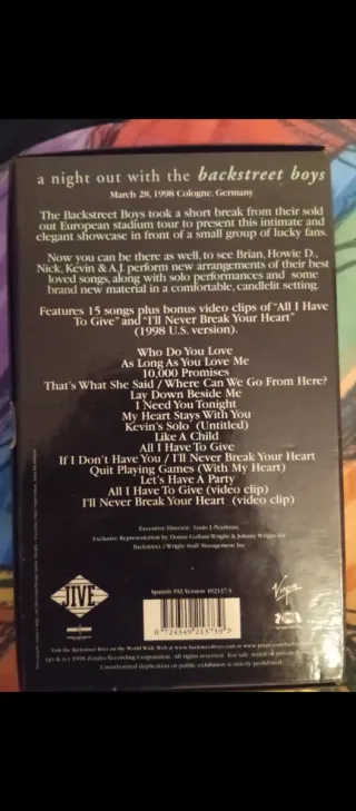 VHS Backstreet Boys - Una serata con