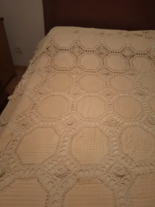 Colcha ganchillo beige