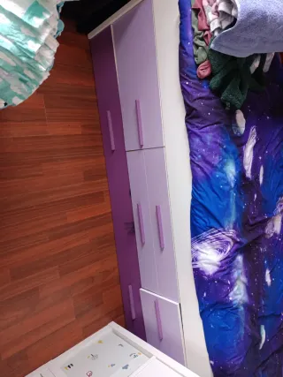 Cama nido 2 camas morado y blanco