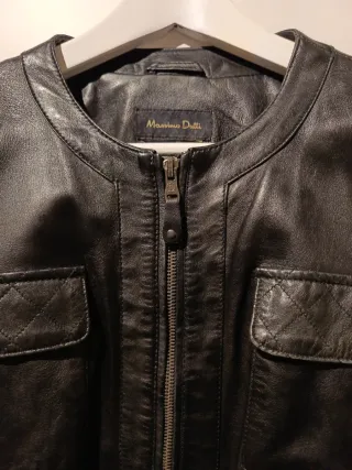 Cazadora Piel Negra Massimo Dutti