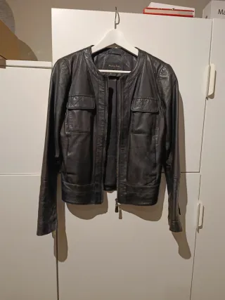 Cazadora Piel Negra Massimo Dutti
