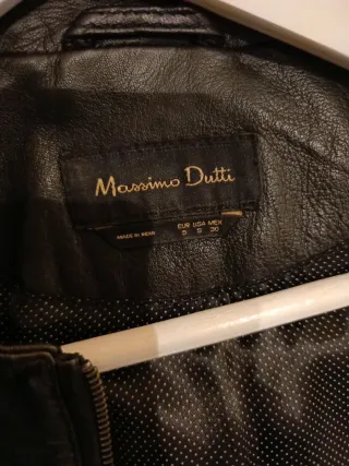 Cazadora Piel Negra Massimo Dutti