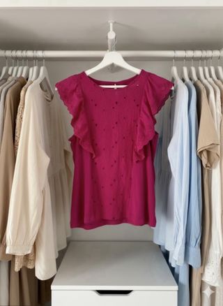 Blusa Buganvilla con volantes y bordado ingles