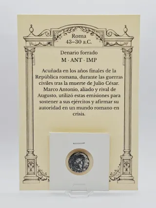 Denario romano original de Marco Antonio 43–30 a.C