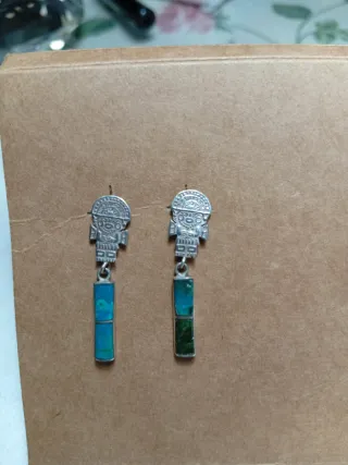 Pendientes Incas Plata y Turquesa/Malaquita