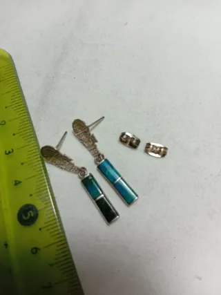 Pendientes Incas Plata y Turquesa/Malaquita