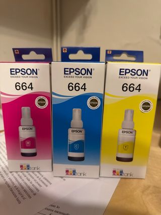 Tinta Epson Ecotank 664 Magenta, Cyan, Amarilla