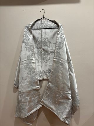 Pañuelón Fallera Adulta Gris 220x65 Satén de lana