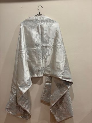 Pañuelón Fallera Adulta Gris 220x65 Satén de lana