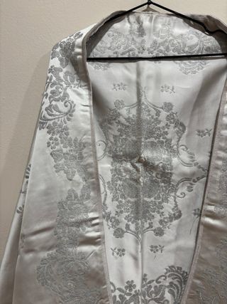 Pañuelón Fallera Adulta Gris 220x65 Satén de lana