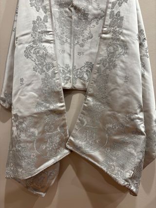 Pañuelón Fallera Adulta Gris 220x65 Satén de lana