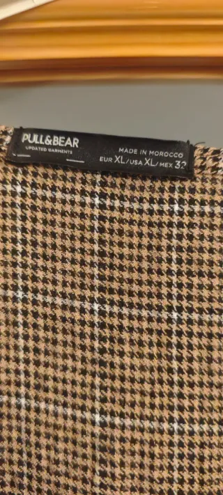 Vestido manga larga cuadros marrón