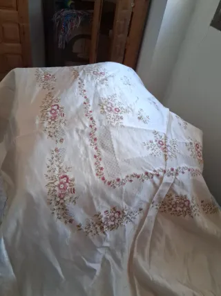 2Colchas Vintage Flores Rosa/Blanca Cama 80/90