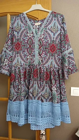 Vestido estampado azul talla L