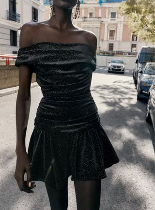 Vestido Zara Negro Terciopelo Brillos