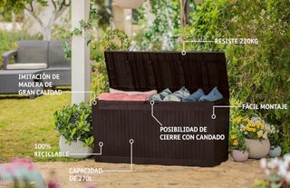 ¡OFERTA! Baúl exterior de jardín 270L Nuevo