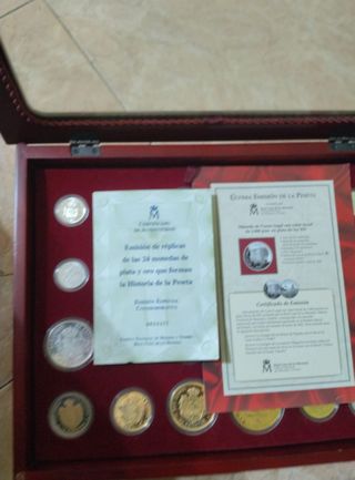Colección de monedas 24 pesetas replica de plata