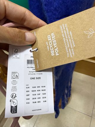 Bufanda a cuadros azul y blanco