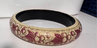 Pulsera antigua madera lacada floral