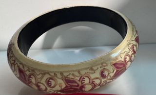 Pulsera antigua madera lacada floral