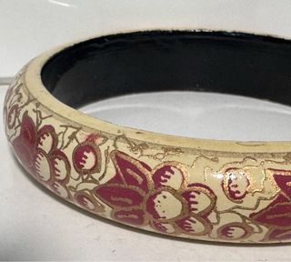 Pulsera antigua madera lacada floral