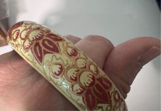 Pulsera antigua madera lacada floral