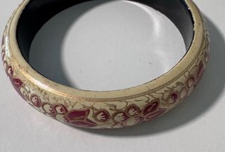 Pulsera antigua madera lacada floral