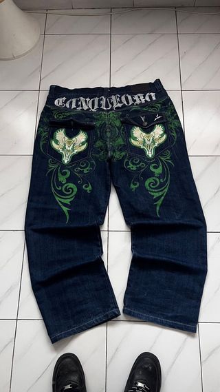 Pantalones vaqueros azules con diseño