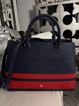 Bolso Tote Ralph Lauren Azul y Rojo