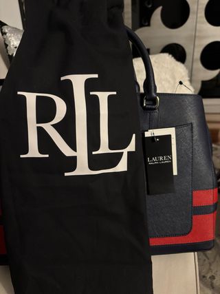 Bolso Tote Ralph Lauren Azul y Rojo