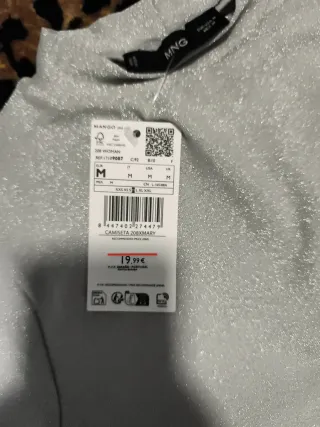 Camiseta Mango plateada manga larga