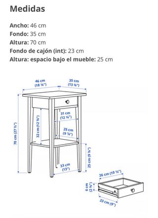 Mesita de noche HEMNES IKEA blanca
