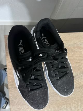 Zapatillas Puma Brillo Negro y Blanco