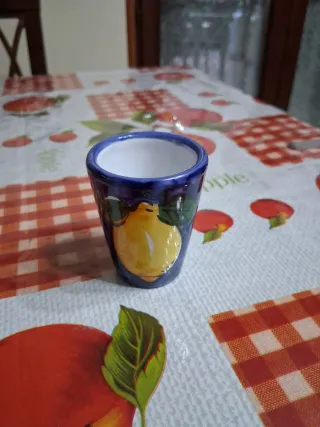 Bicchierino Vietri Ceramica Limone Blu Giallo