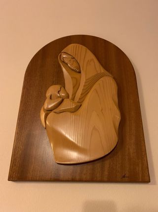 Basso rilievo bicolore Madonna Bambino