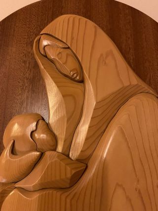 Basso rilievo bicolore Madonna Bambino