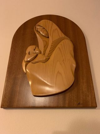Basso rilievo bicolore Madonna Bambino