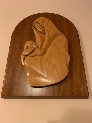 Basso rilievo bicolore Madonna Bambino