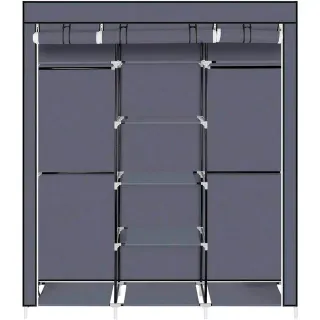 Armario Vestidor Gris De Tela 170x150x45 Cm NUEVO