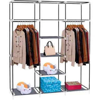 Armario Vestidor Gris De Tela 170x150x45 Cm NUEVO