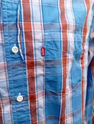 Camisa Levi's cuadros azul y marrón manga larga