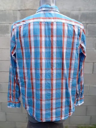 Camisa Levi's cuadros azul y marrón manga larga