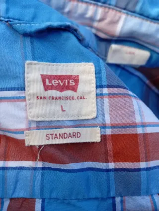 Camisa Levi's cuadros azul y marrón manga larga