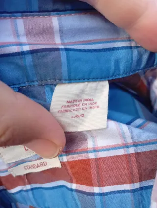Camisa Levi's cuadros azul y marrón manga larga
