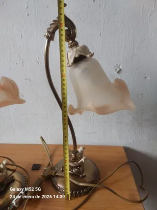 Lámparas de mesa antiguas bronce y cristal