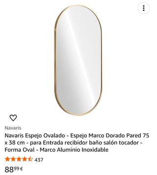 Espejos Ovalados Diseño Dorado Latón