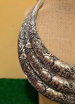 Collar Étnico Plata 3 Capas Elefantes